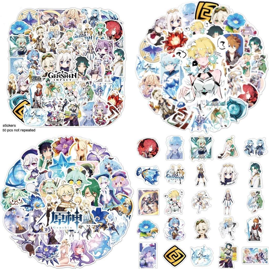 50pcs Genshin Impact Waterproof Stickers Reusable Adhesive Decoration