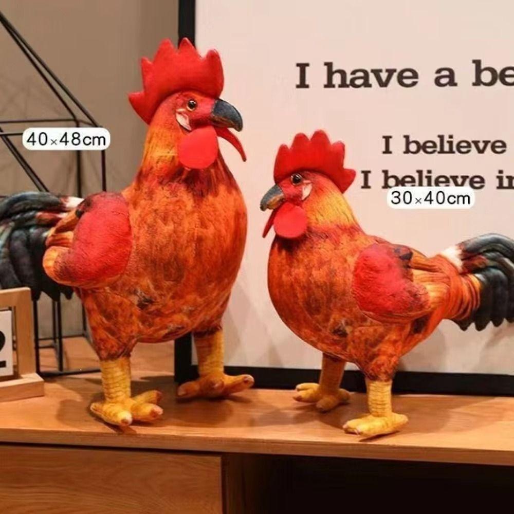 30/48cm Simulation Rooster Plush Toys Cute Game Stuffed Doll Chicken Stuffed Toy Room Decor