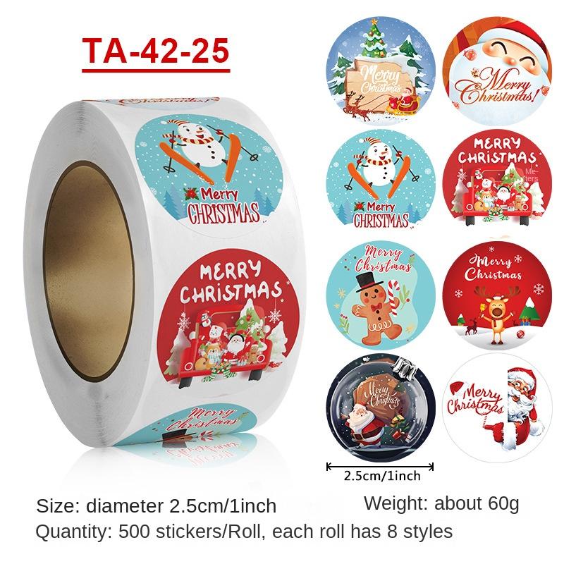 

500 листов Веселых рождественских наклеек Праздничные наклейки Для вечеринок Конверты Канцелярские товары Открытки Этикетки Подарочные печати Наклейки Украшения 2.5cm