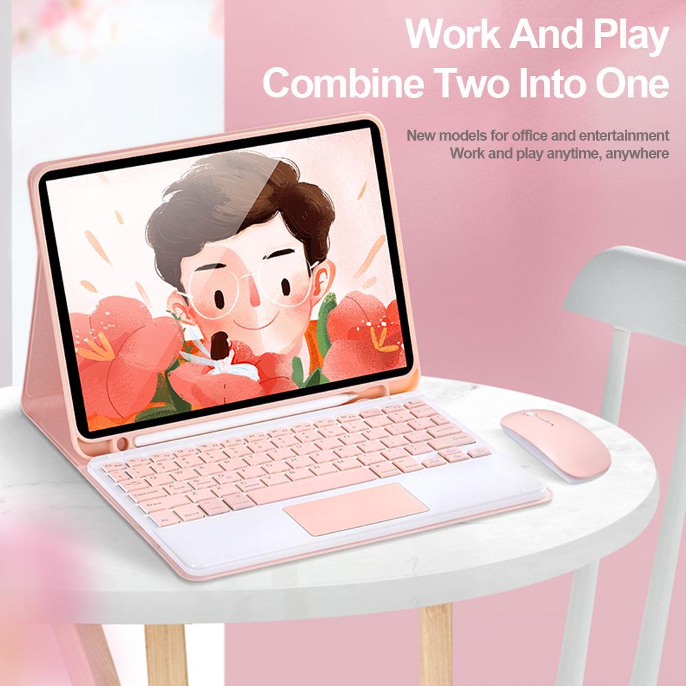 Compatible iPad Air 7th Gen Leather Case with Colorful Backlit Bluetooth Keyboard & Touchpad (10.9")