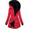 Women's Hooded Long Sleeve Fleece-Lined Mid-Length Cotton Coat Winter Zipper Jacket W329