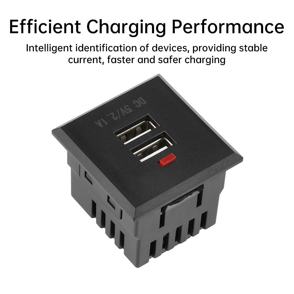5V 2.1A Dual USB Power Socket Embedded Desktop Socket USB Charging Panel Module For Mobile Phones Tablets Ipad Chargers