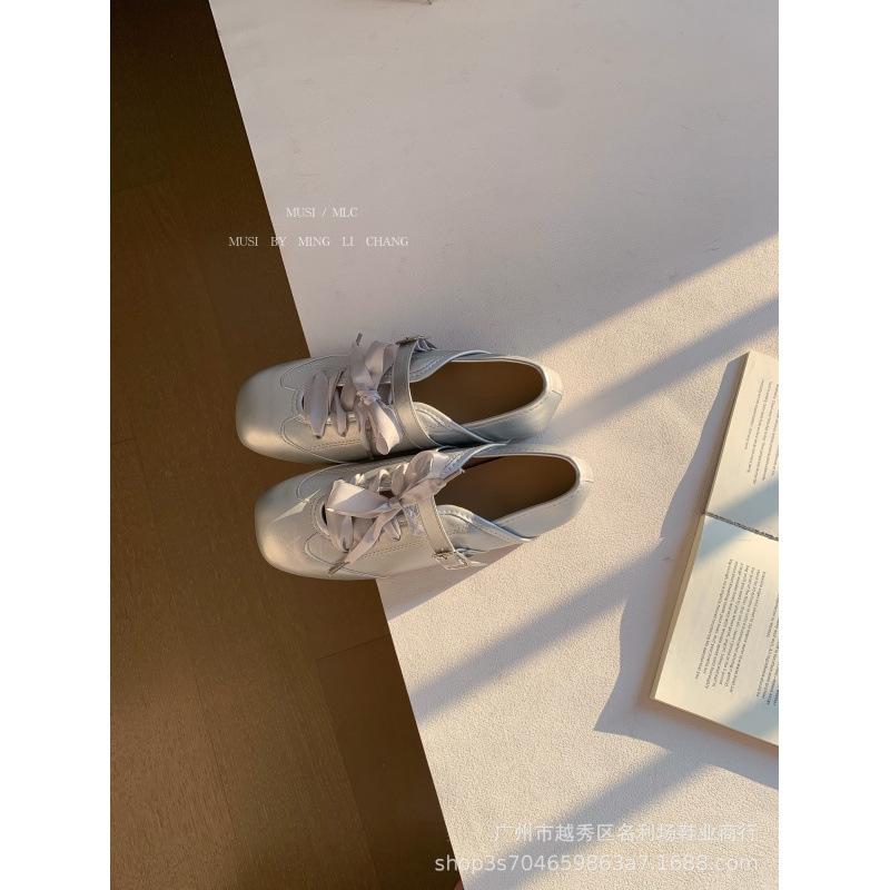 

2025 women s summer single shoes bow women s shoes German training shoes inner height increase 39 срібний