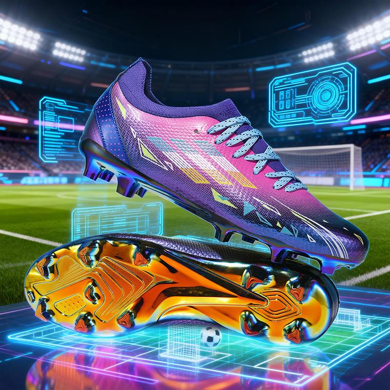 Colorful Electroplated Bottom Couple Teen Student Game Training TPU Seamless Low-top Football Shoes