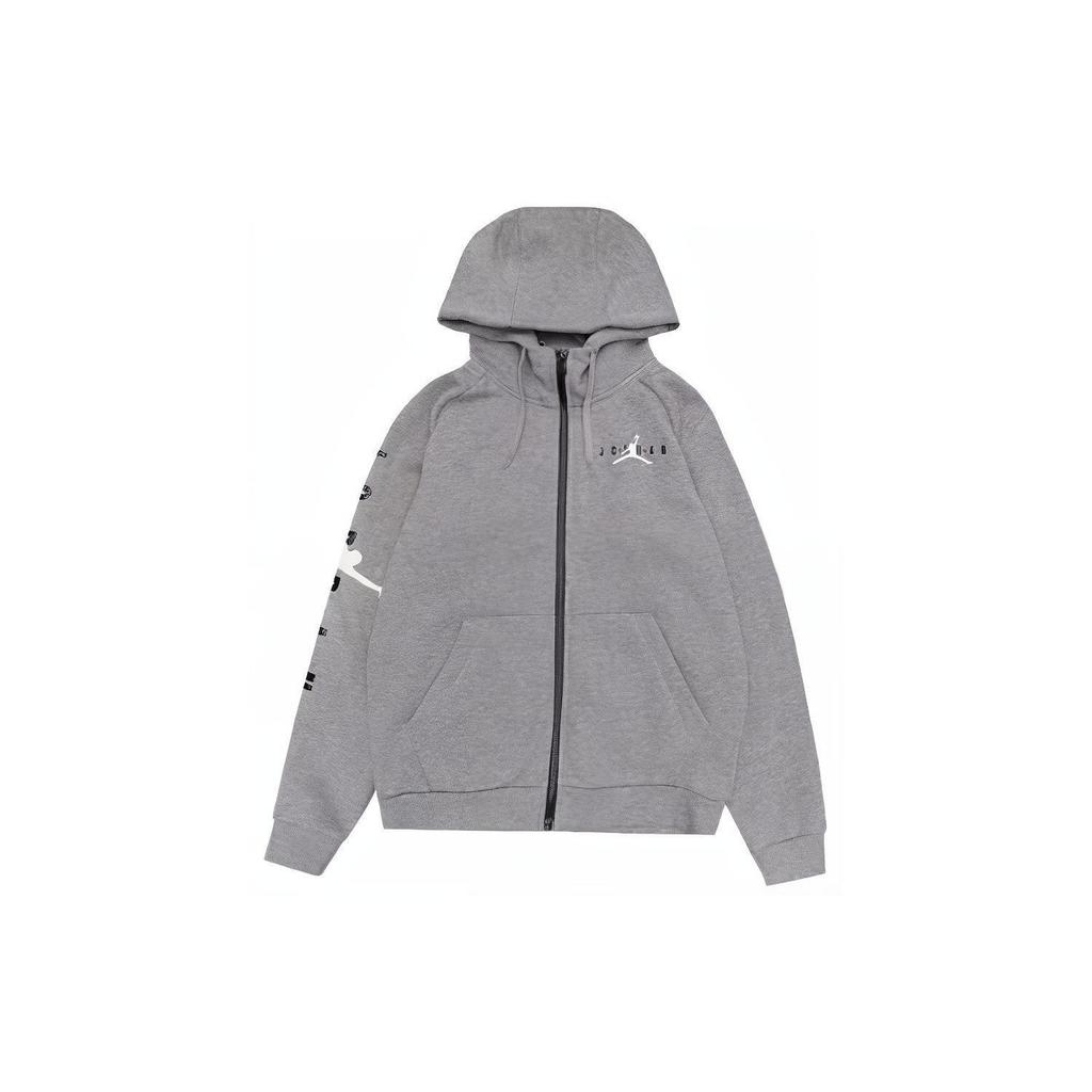 Jordan Printed Logo Zip-Up Hoodie Men Tops Grey CQ7706-091