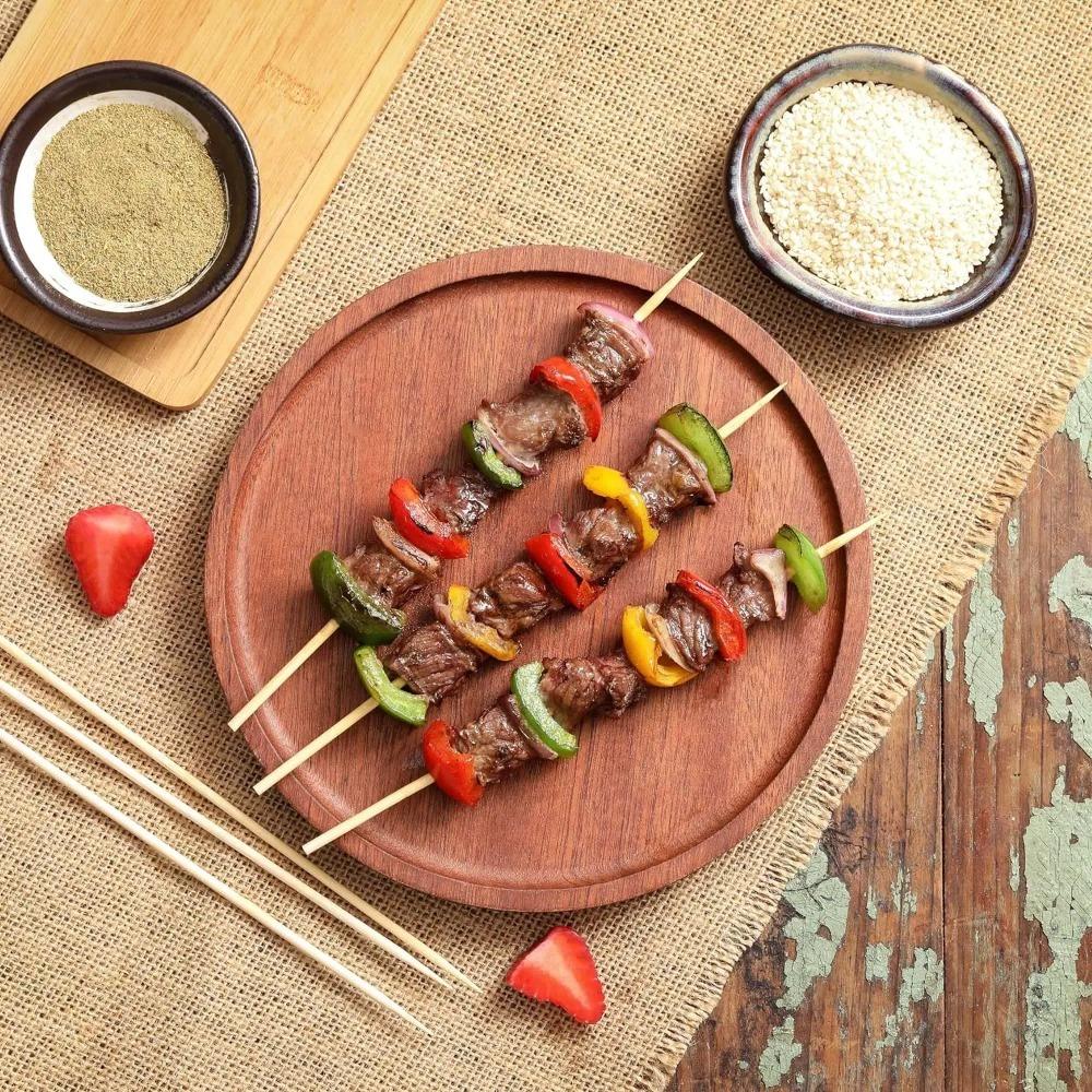 

500pcs Disposable BBQ Skewer Long Fruit Stick Not Easily Broken Bamboo Stick Commercial 20CM