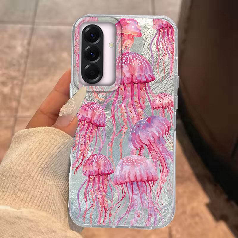 For Samsung Galaxy A56 A16 A26 A36 A06 A55 A35 A25 A15 A12 A32 A22 A14 A54 M22 M12 5G Pink Jellyfish Oceanic Fashion Phone Case