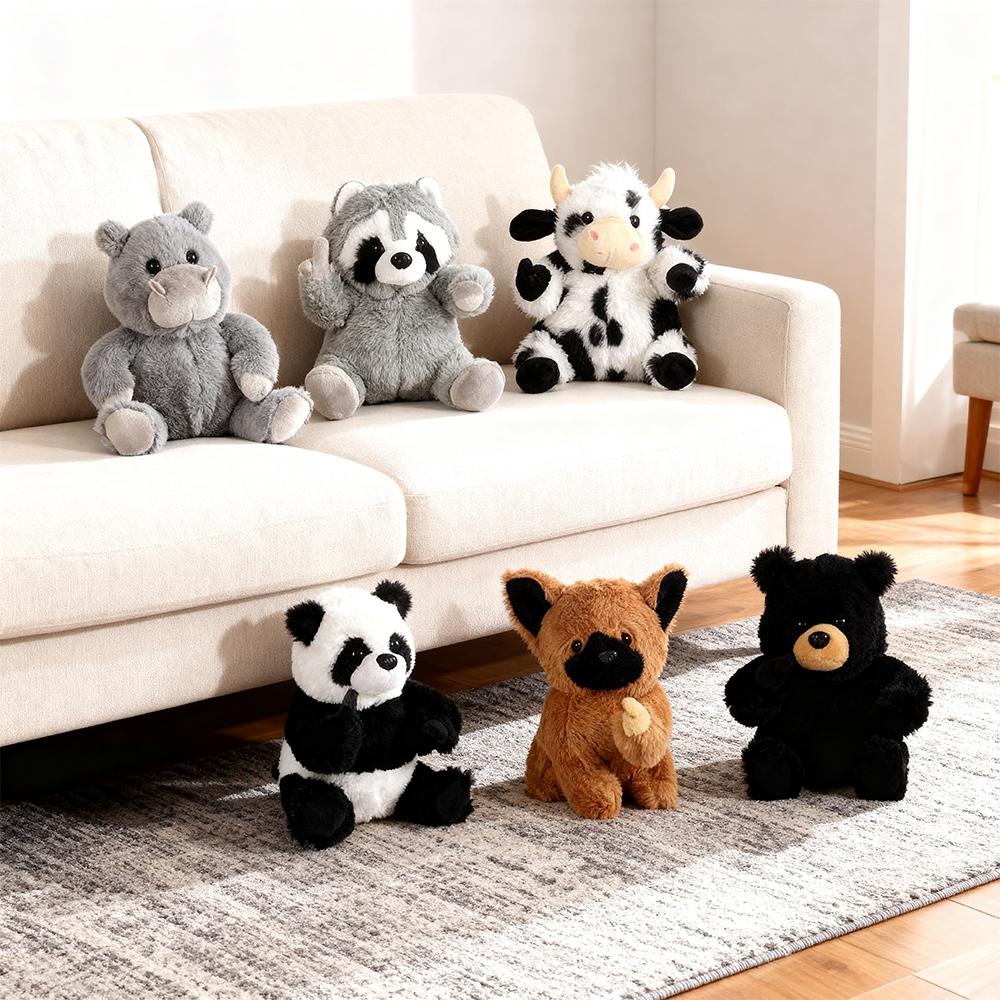 Soft Emotional Support Plush Toy Panda Realistic Cute Plush Toy Doll Cow/Raccoon Companion Healing That Hugs You Back Panda