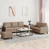 Vidaxl 3-Cz. Sofa Set with Cushions, Cappuccino, Faux Leather