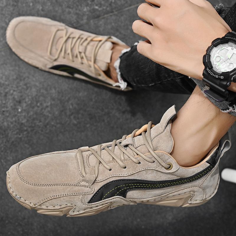 Neue Herren Freizeitschuhe aus echtem Leder Schweinsleder Ganzjahresschuhe Mode Ballerinas Bequeme Atmungsaktive Weiche Sportsneaker Größe 46