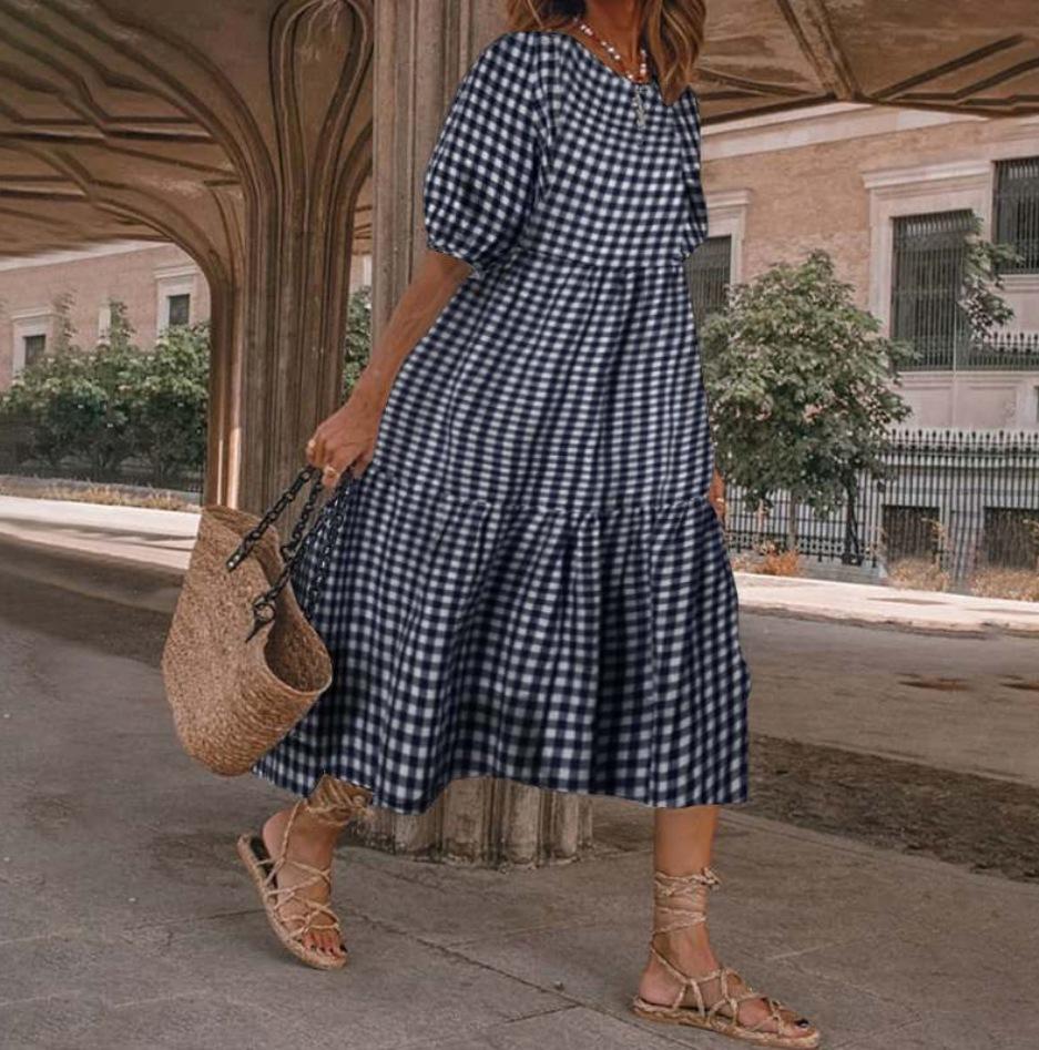 New Summer Models For Ebay Independent Station Fashion Medium-Sleeved Loose Women S Dress S