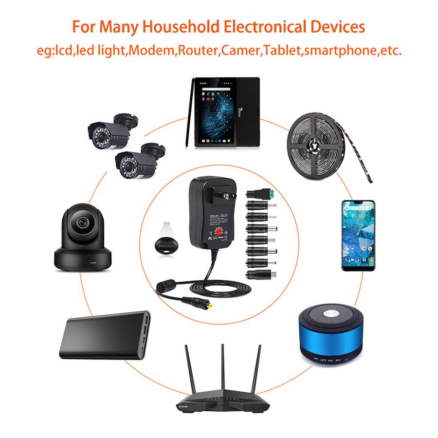 30W AC Power Adapter Multi-Volt Charger Converter DC 3V/4.5V/5V/6V/7.5V/9V/12V