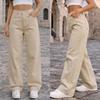 Retro gewaschene lockere gerade Jeans für Damen - Lässige, vielseitige lange Hosen