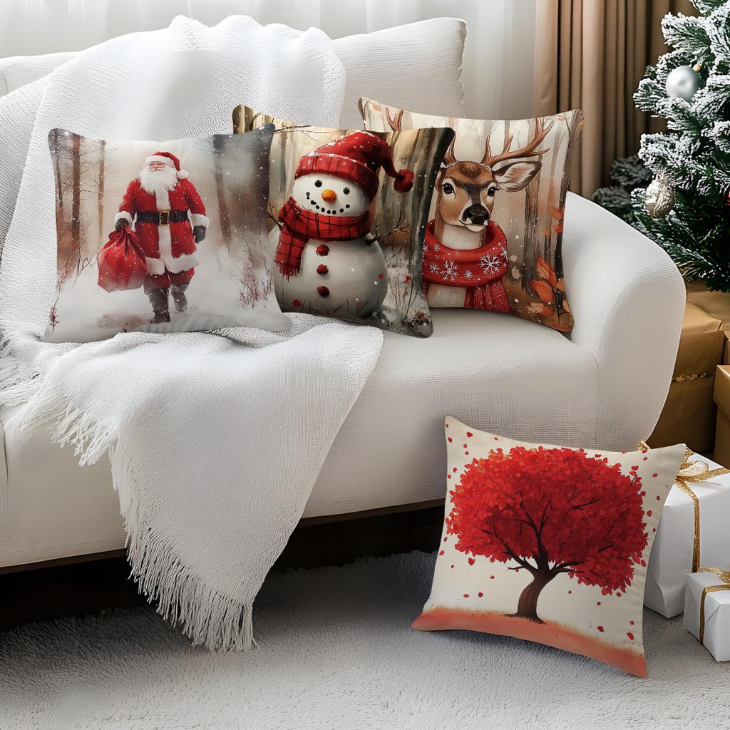 Christmas Theme Pillowcase Square Bedroom Sofa Cushion Cover 100% Polyester Living Room Soft Cushion Pillowcase Home Decor