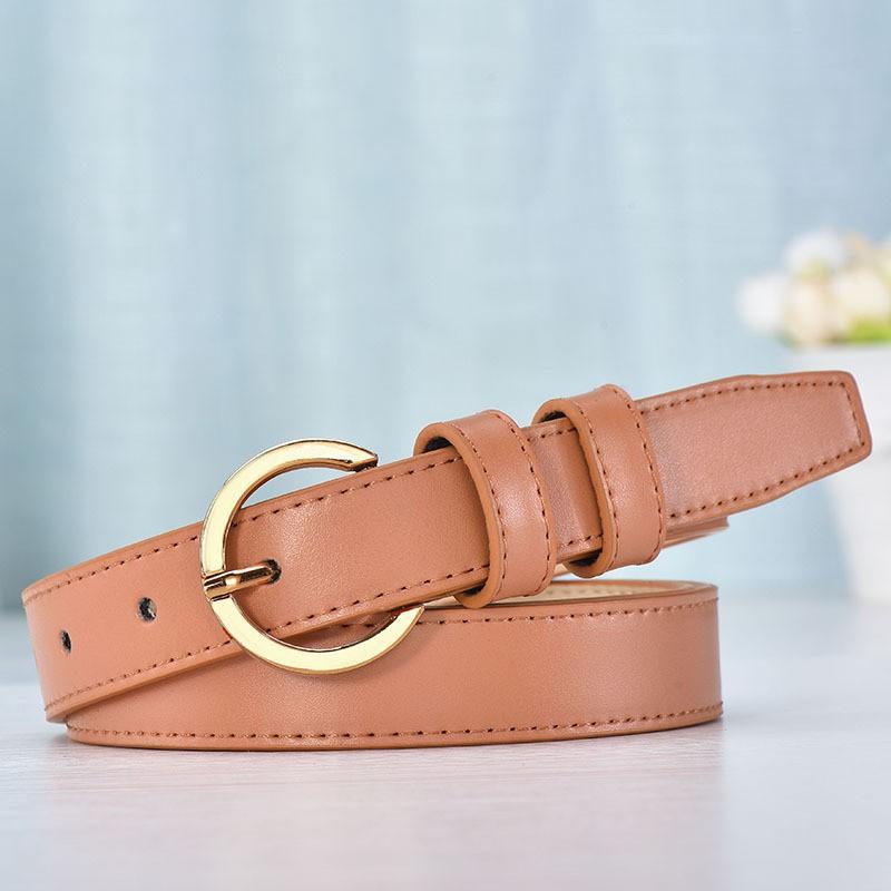 Womens Genuine Leather Thin Belt With Alloy Buckle Minimalist Adjustable Waist Jeans Skirts Dress