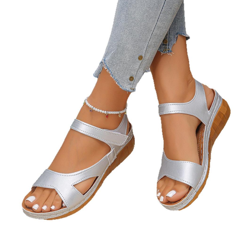 Large Size Women's Sandals 2025 Summer New Velcro Sandals Fish Mouth Platform Sandals