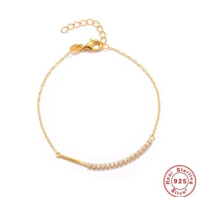 S925 Sterling Silver Personalized Design Diamond-Encrusted Square Long Women'S Bracelet Best-Selling Trend Jewelry