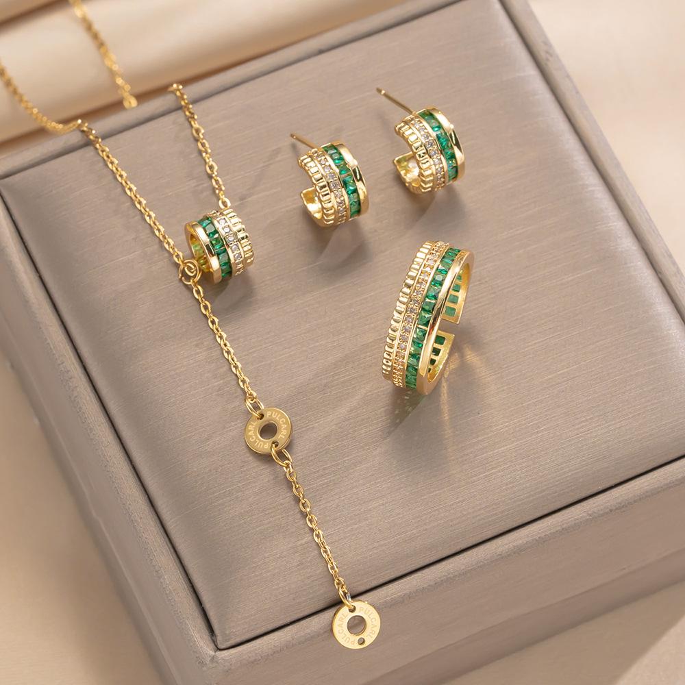 Set of Slim Waist Titanium Steel Women's Necklace - Inlaid Light Luxury Versatile Choker