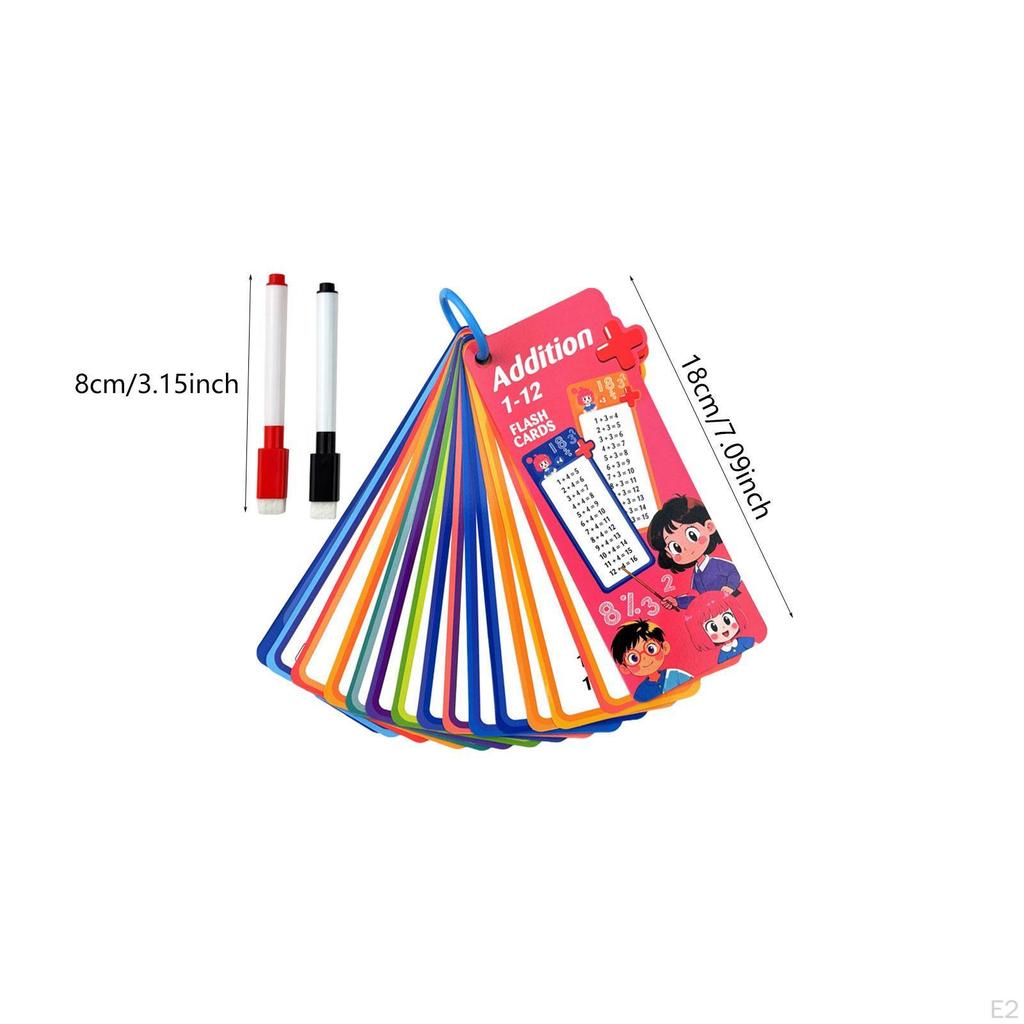 Kids Mathematics Flashcard with Binder Ring Reusable Tear Resistance 15 Card