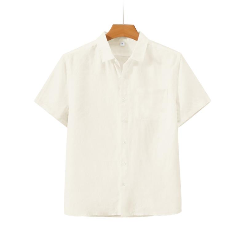 Men's Linen Shirt Short Sleeved Summer Thin Loose Linen Top Beach Vacation Outdoor Casual Clothing