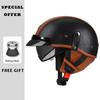 High Quality Brown Leather Half Face Helmet for Motorcycle Electric Scooter DOT ECE Approved Men Women Moto Half Helmet