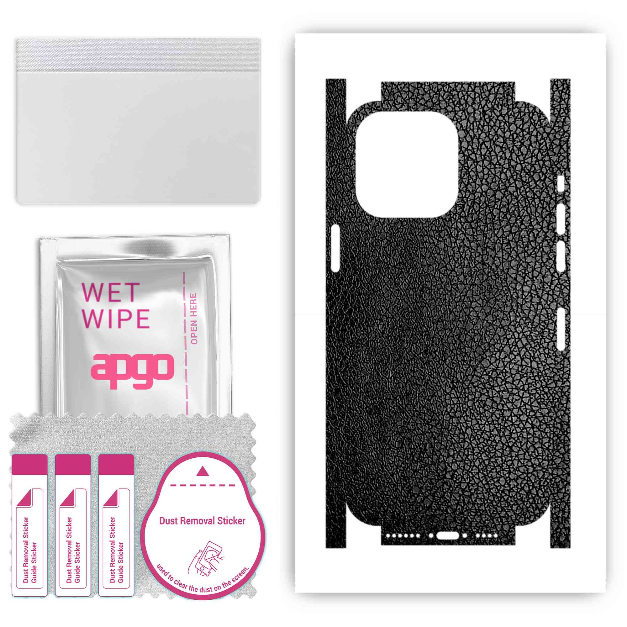 

Apgo Protective Skin Sticker for the back+sides compatible with Apple iPhone 14 Pro Max, Full Wrap Film, Foil, Vinyl - Pattern Black Leather