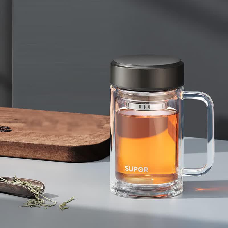 SUPOR Double-Layer Glass Tea & Water Bottle