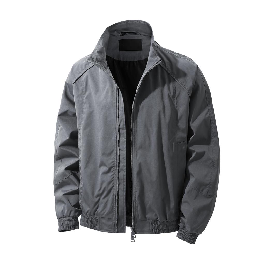Men's Solid Color Stand Collar Waterproof Windbreaker Jacket American Style Outdoor Sports Climbing Streetwear Coat
