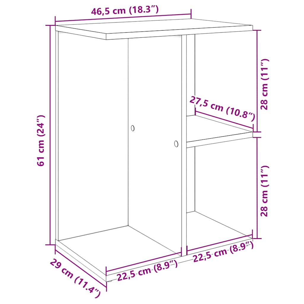Nightstand Gray Sonoma 46.5 x 29 x 61 cm Particleboard