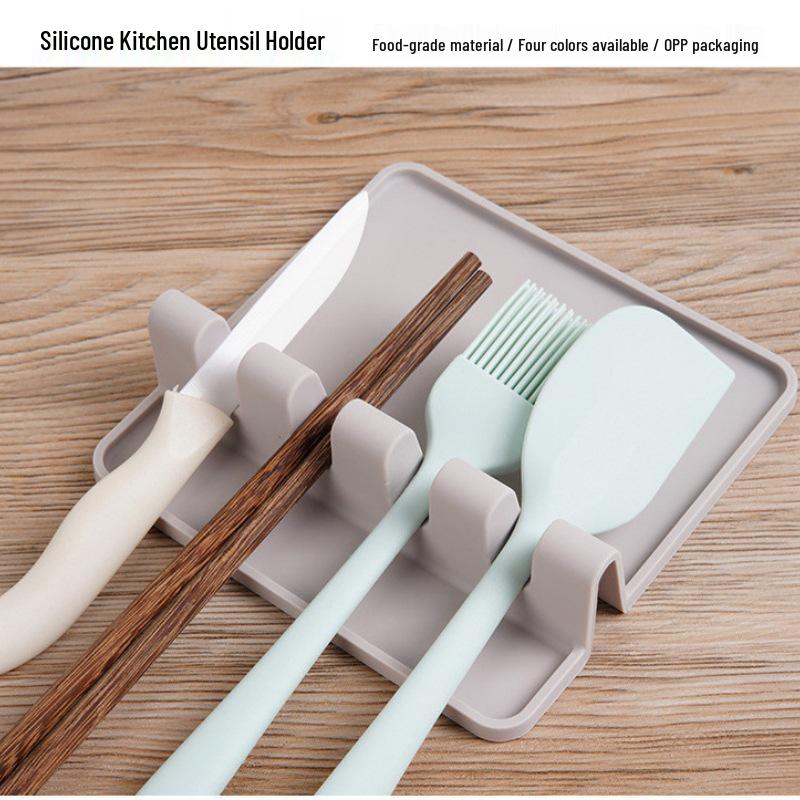 Silicone Kitchen Countertop Spoon & Ladle Rack, Chopstick Rest, Pot Lid Holder