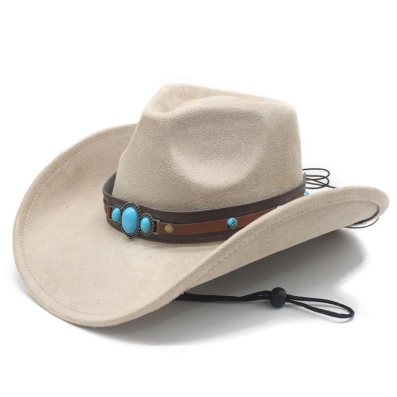 Suede Western Cowboy Top Hat Rolled Edge Vintage Riding Hat Men's and Women's Wool Felt Hat Jazz Hat Sun Hat