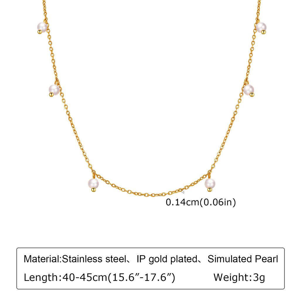 Exquisite Stainless Steel 6 Imitation Pearls Necklace For Women Rolo Chain Minimalist Necklaces Jewelry Wholesale/Dropshipping