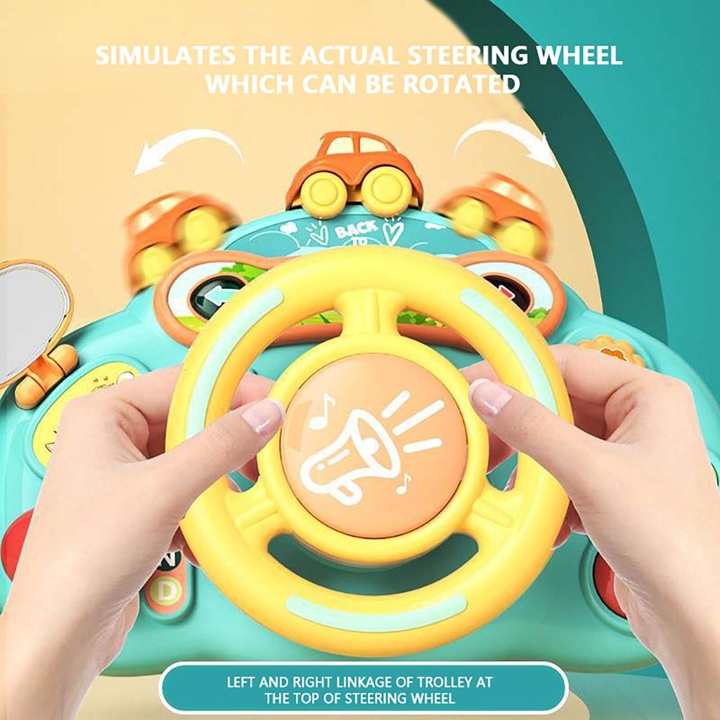 Children's Multifunctional Steering Wheel Puzzle Toy, Early Education Puzzle Sound And Light Busy Board Toy
