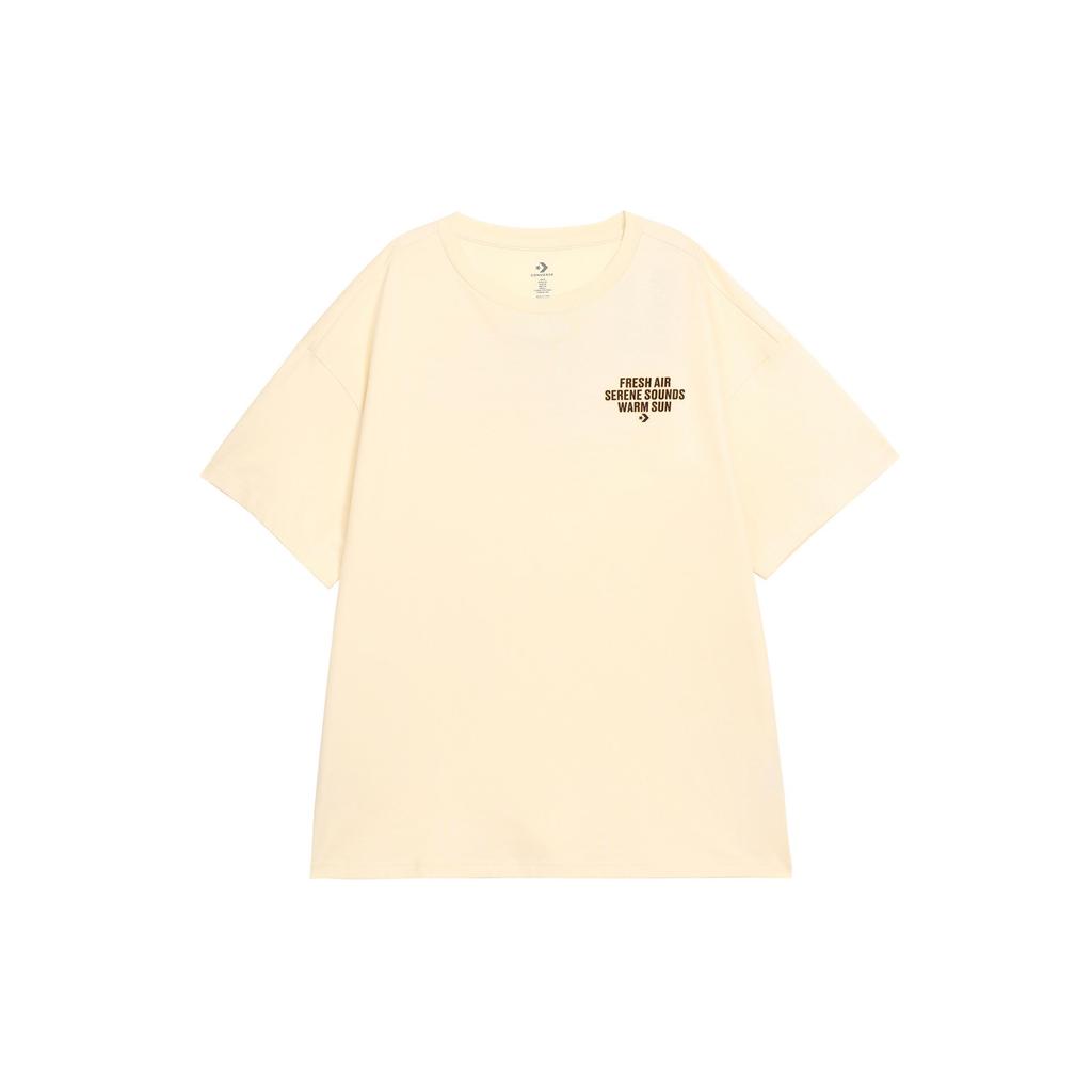 Converse T Shirts Unisex Beige Crew Neck Moderate Straight Fit 10025852-A02