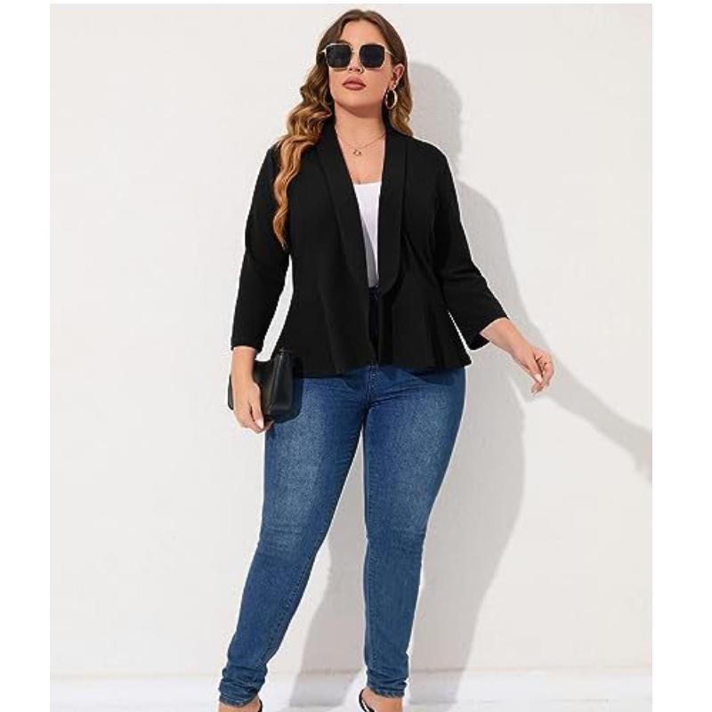 Nadměrná velikost tenký volný 3XL 4XL 5XL Kabát Ženy Móda Běžné Podnikání Kostým Cardigan Košile Větrovka Dámská bunda Outwear Kabát XL-5XL