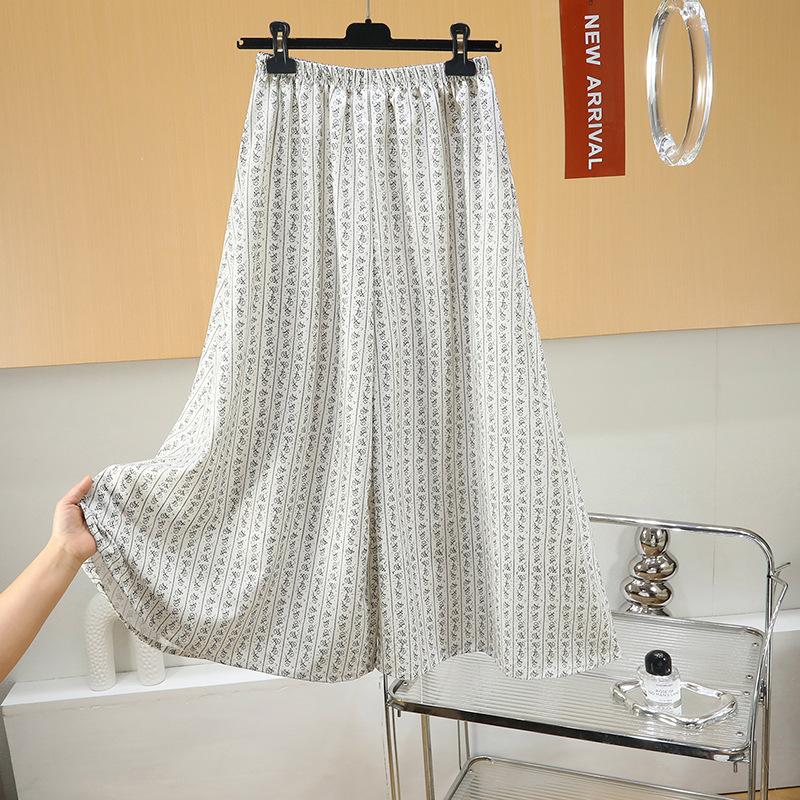 Cool cotton culottes, wide-leg pants, loose and drape, walking pants for home wear, thin legs, floral big swing a-word long skirt