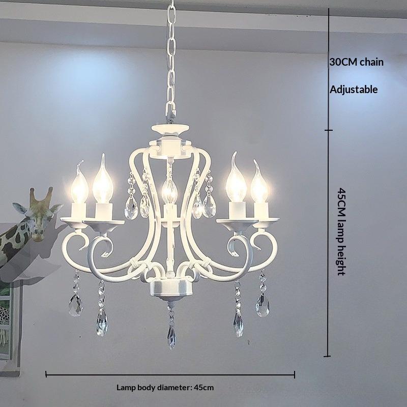 Retro Candle Pendant Light, Living Room Light, Dining Room Bedroom, Simple Rustic Style, Wrought Iron Black Crystal Lighting Fixture