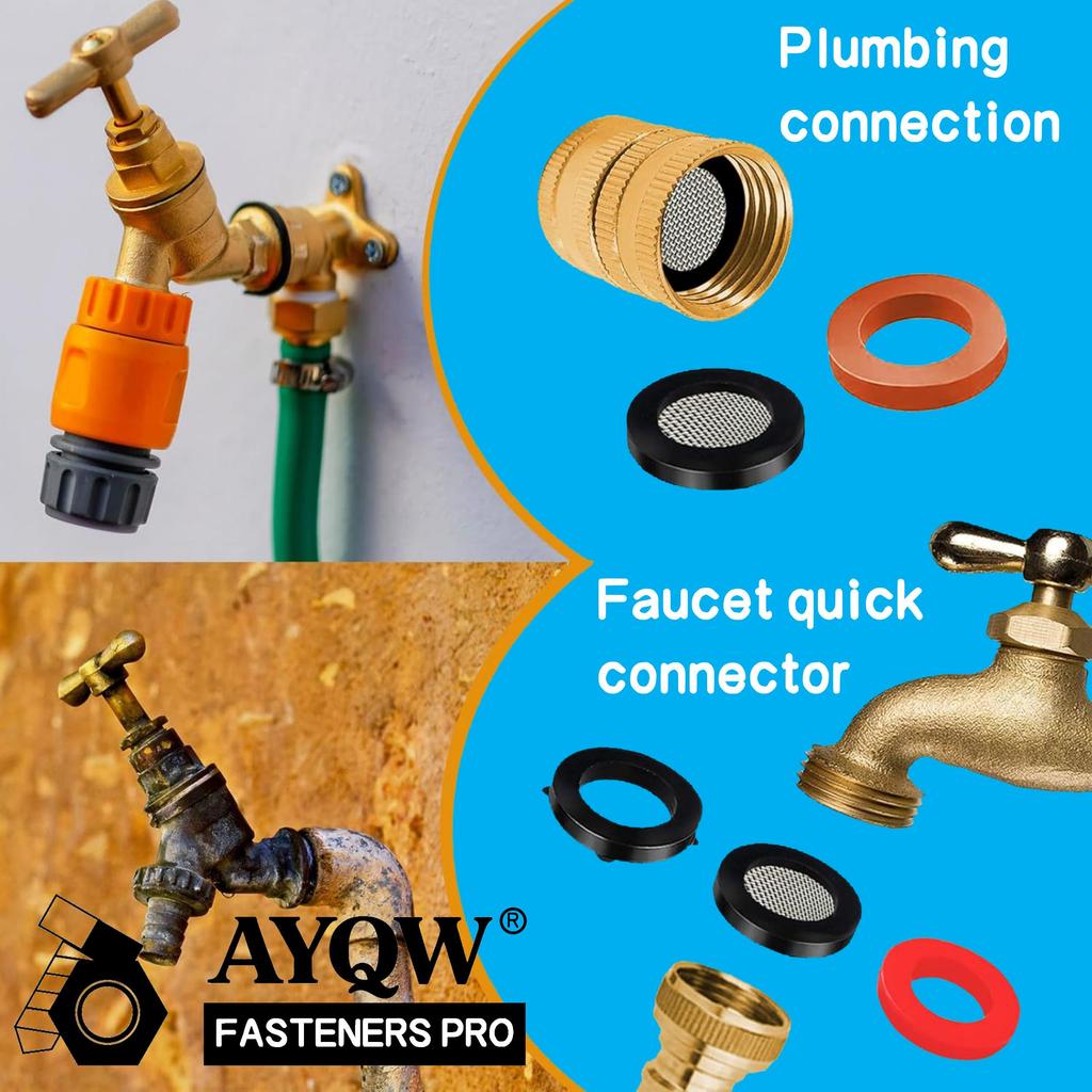 203 Pcs Plumbing and Faucet Washers Assortment Kit for Assorted Spigot Water Hose Bib Outside Garden Faucet Splitter Gasket Leak