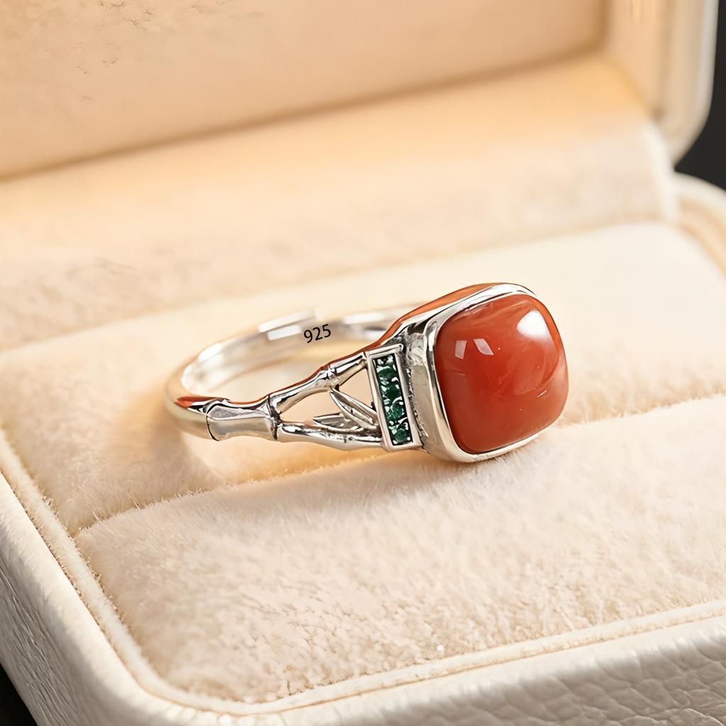 PANJBJ 925 Sterling Silver Four-pointed Star Shining Zircon Ring High-end Personalized Opening Adjustable Jewelry