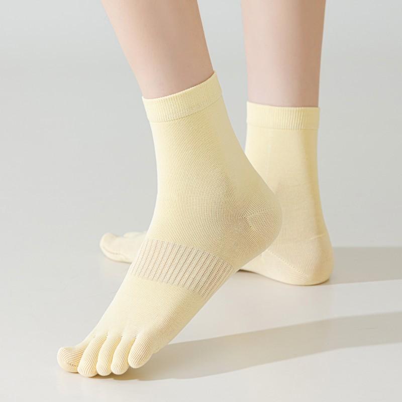 Five-Finger Socks Autumn Mid-Tube Socks Anti-Pilling, Boneless And Non-Bone-Absorbing Feet Sweat-Absorbing Cotton Tabi Socks Solid Color Sports Socks