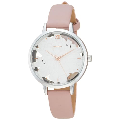 

Fieldwork Women s Analog Watch with Floral Pattern, Transparent Leather Strap, Thistle Design, Pink (GY046-3)