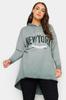 Women's Style Big Size Sweatshirt Plus Size Long Sleeve Long Back Printed Washed Hooded Sweatshirt 302683