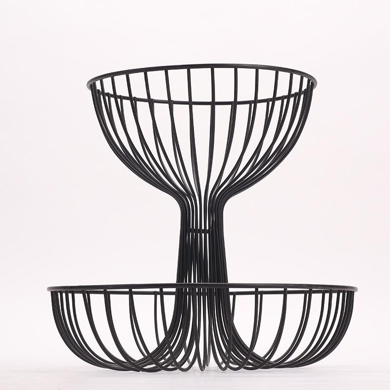 Metall 2-stöckiger Korb Obstständer Obsthalter zur Aufbewahrung und Organisation