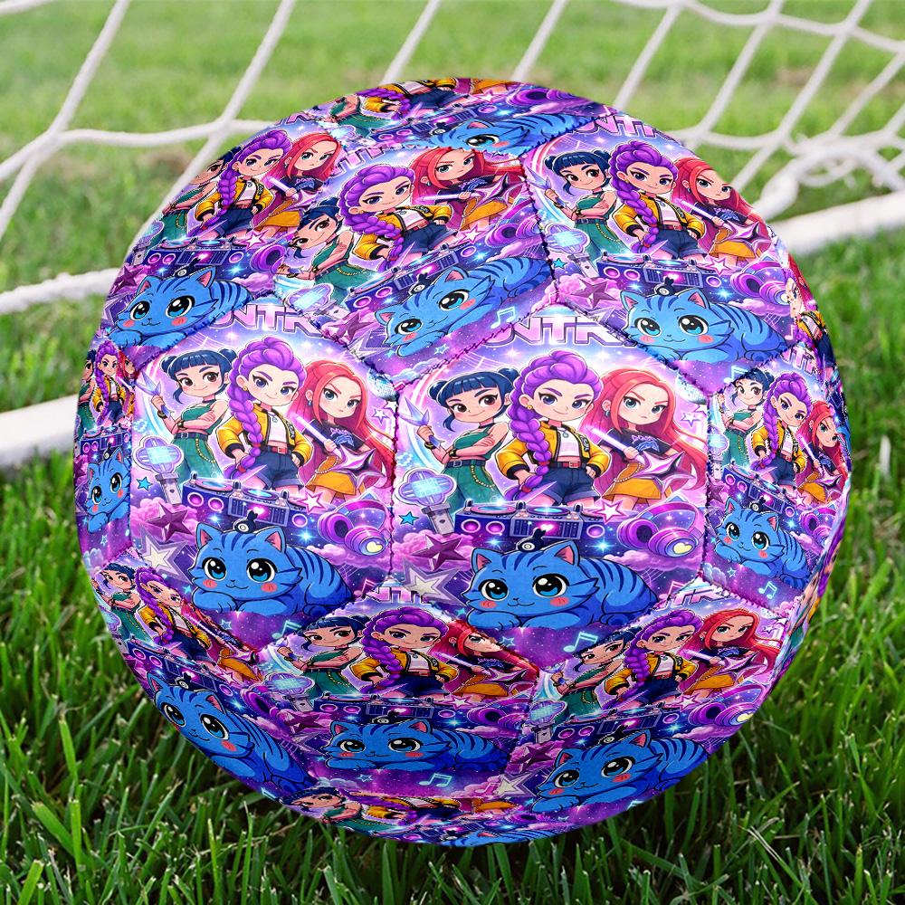KPop Demon Hunters Print Size 5 Soccer Ball, Standard Match Football for Sports Game and Team Practice, Ideal Gift for Soccer Fans