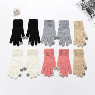 Fleece Gloves Winter Jacquard Knitted Wool Women's Cycling Warm and Cold Gloves