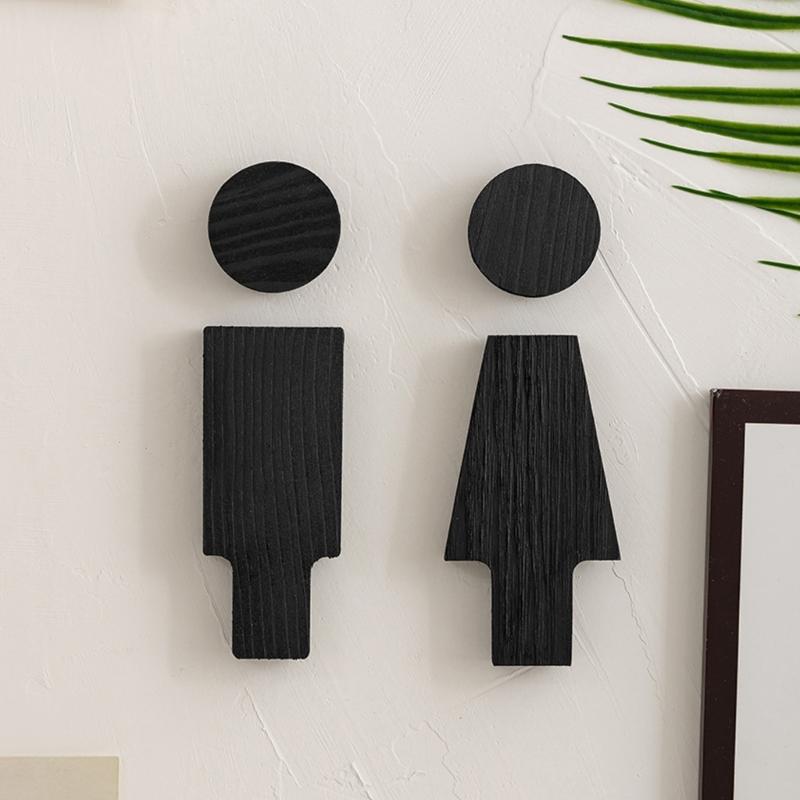 Elegant Wood Bathroom Signs Men and Women Toilet Door Signs Restroom Wall Plaques for Home Office and Restaurant Decors