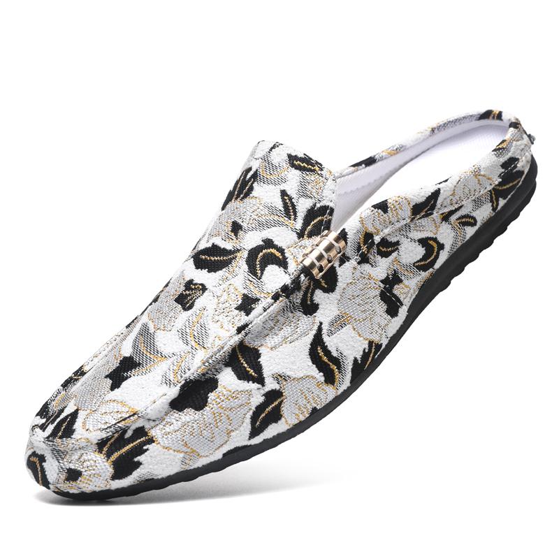 Summer New Canvas Men's Casual Shoes Comfortable Non-slip Man Half Slippers Lightweight Walking Shoes Design Sport Shoes