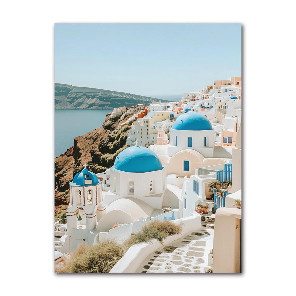 Italian Lemon Orange Olive Tree Retro Mediterranean Greece Landscape Poster Canvas Painting Wall Art Pictures Home Decoration