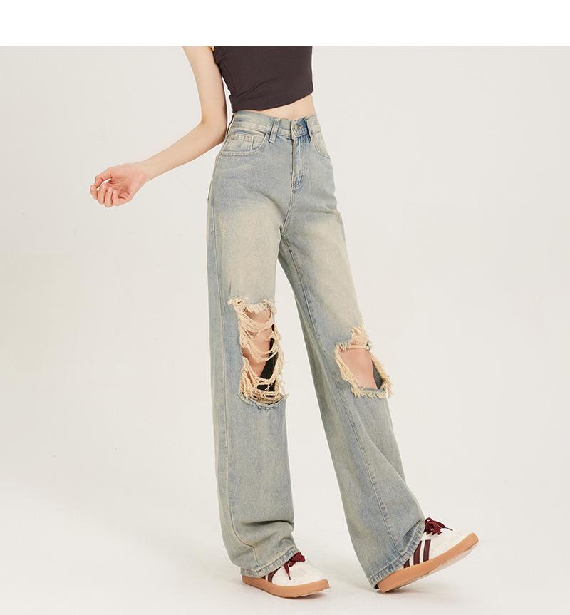 

Women’s Summer Plus Size High-Waisted Wide-Leg Jeans 3XL синий