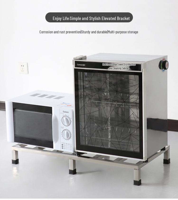 Nerezový víceúčelový regál a zvýšená spodní skříňka